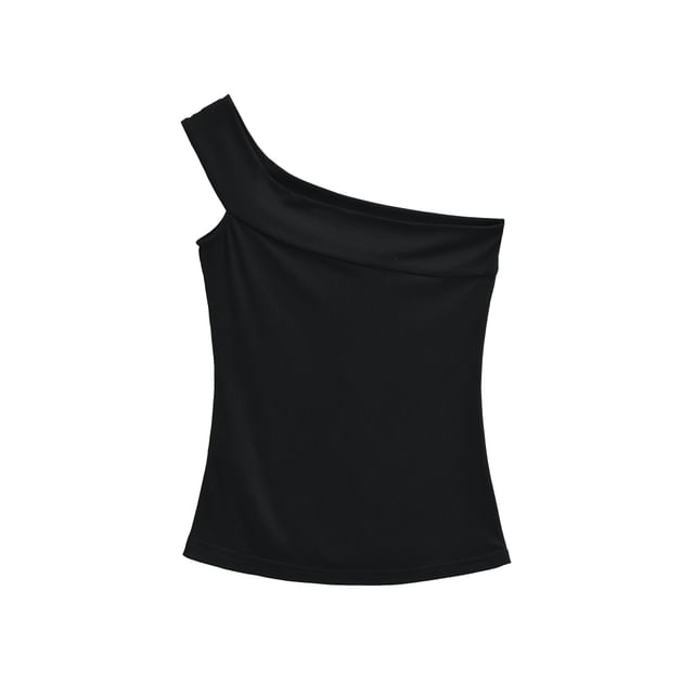 Sleeveless One Shoulder Asymmetrical Top