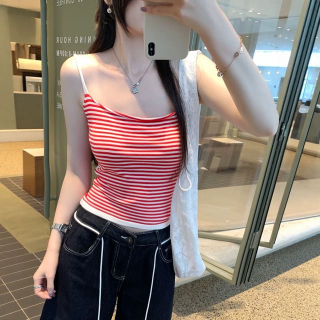 Striped Scoop Neck Spaghetti Strap Cami