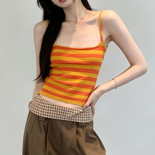 Striped Scoop Neck Spaghetti Strap Cami