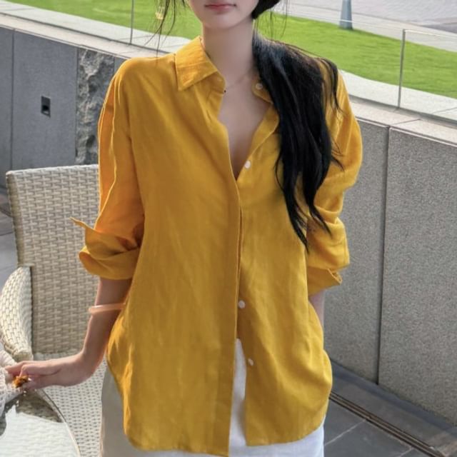 Drop-Shoulder Long-Sleeve Shirt & High Waist Mini Straight Skirt