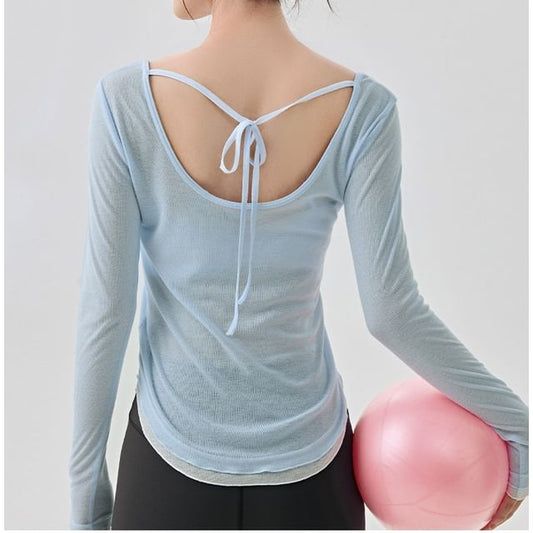 Long-Sleeve Open Back Tee
