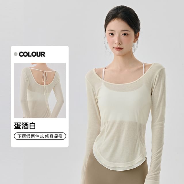 Long-Sleeve Open Back Tee