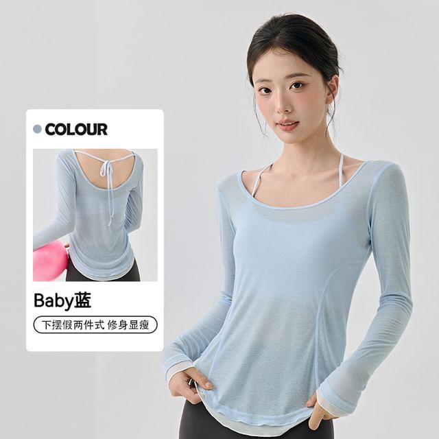 Long-Sleeve Open Back Tee