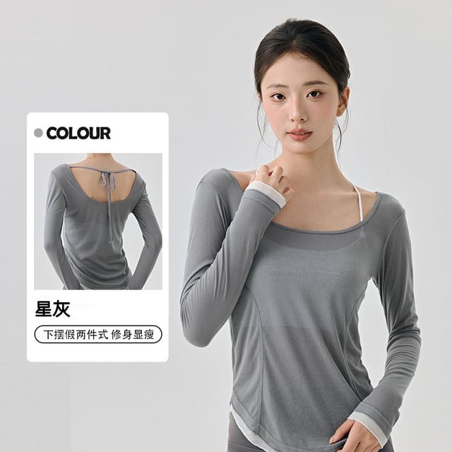 Long-Sleeve Open Back Tee