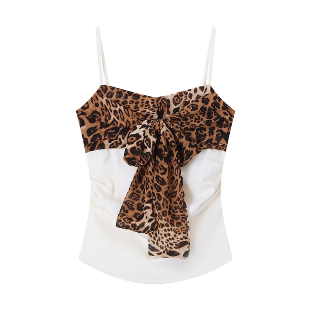 Leopard Panel Camisole and Snake Print Midi A-Line Skirt Set