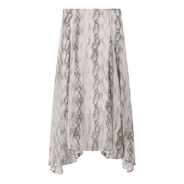 Leopard Panel Camisole and Snake Print Midi A-Line Skirt Set