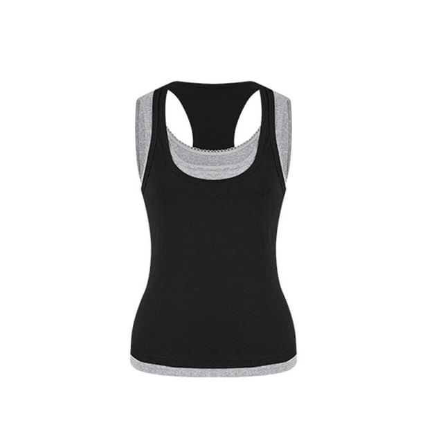Mock Two-Piece Scoop Neck Tank Top