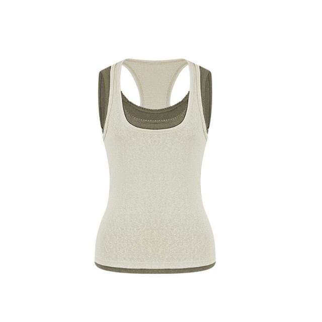 Mock Two-Piece Scoop Neck Tank Top