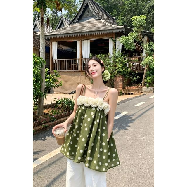 Polka Dot Ruffle Flowy Camisole