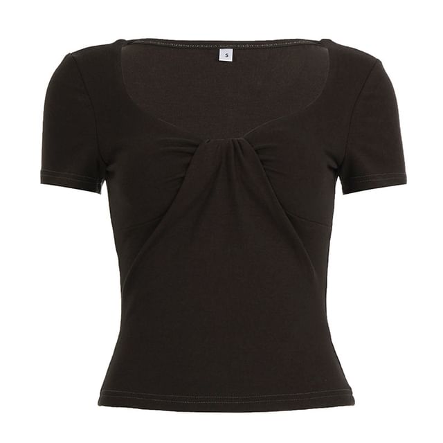 Short-Sleeve V-Neck Crop Top