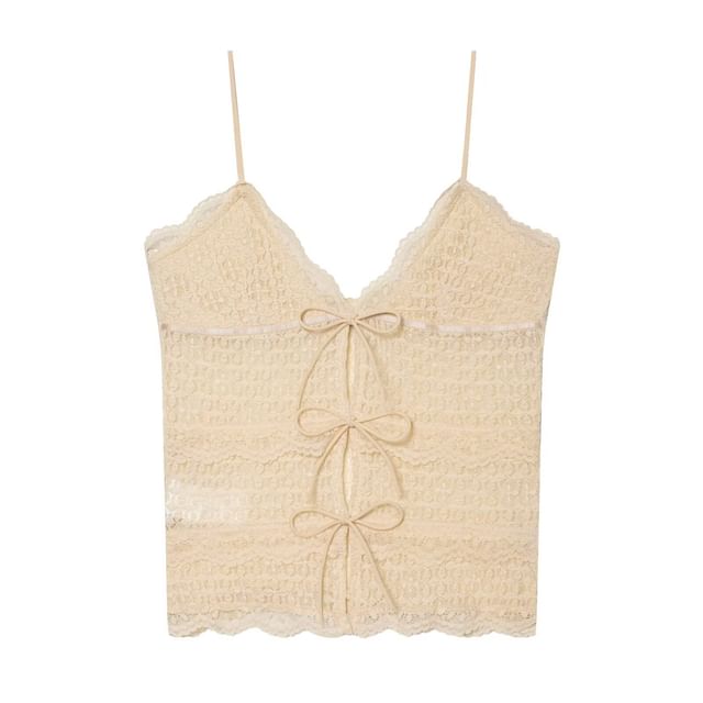 Ribbon Accent Lace Crop Camisole