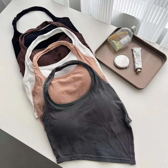 Halter Square Neck Crop Tank Top