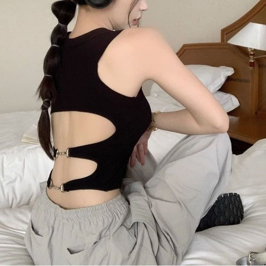 Backless Sleeveless Crop Tank Top
