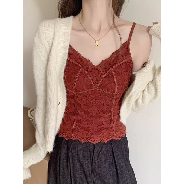 V-Neck Lace Camisole Top