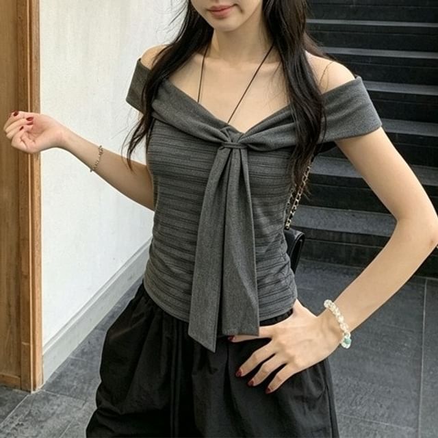 Scarf Neck Sleeveless Striped Top
