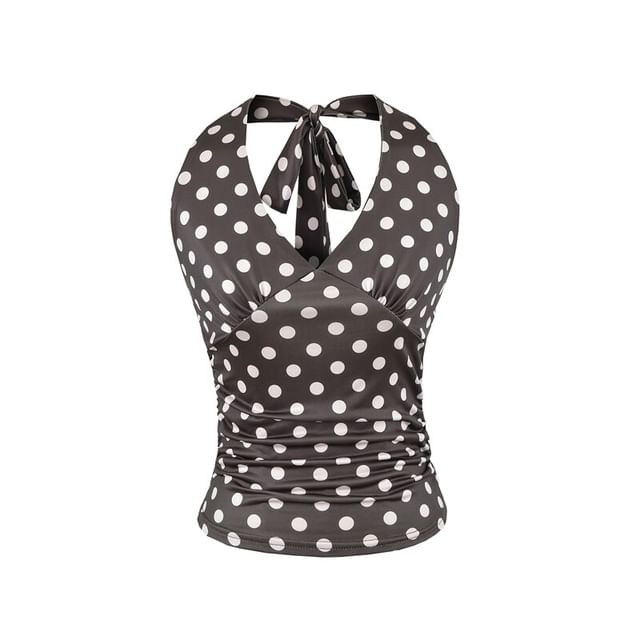 Polka Dot Halter Neck Crop Top