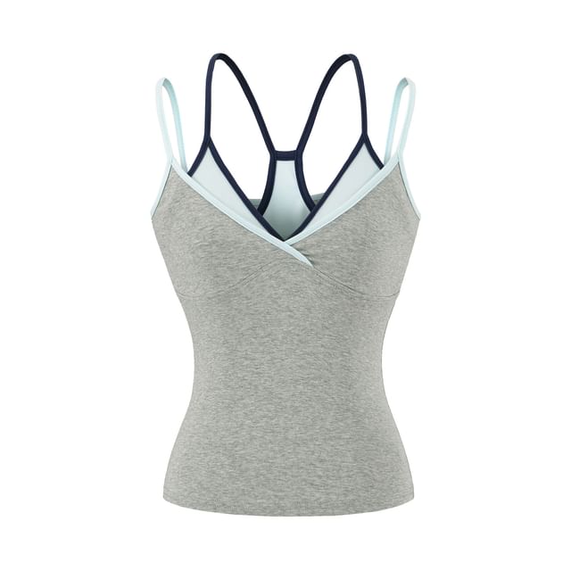 Mock Two-Piece Contrast Trim V-Neck Camisole