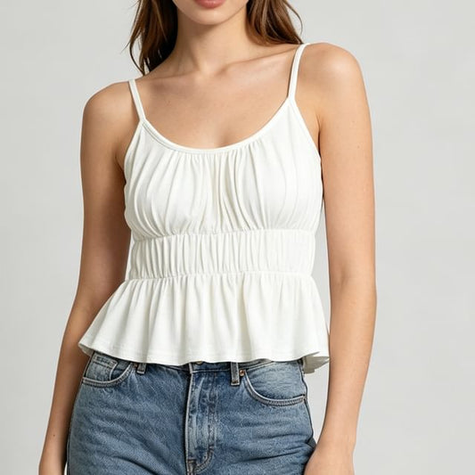 Ruched Scoop Neck Spaghetti Strap Camisole