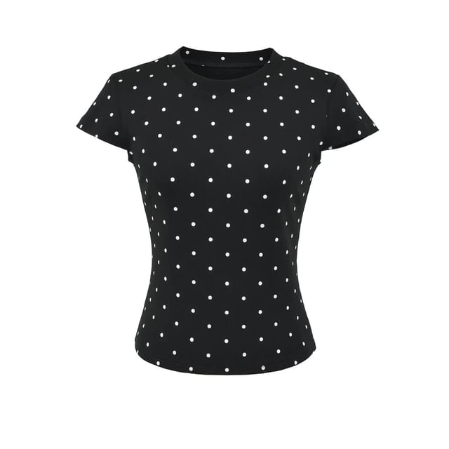 Dotted Crew Neck Mini T-Shirt