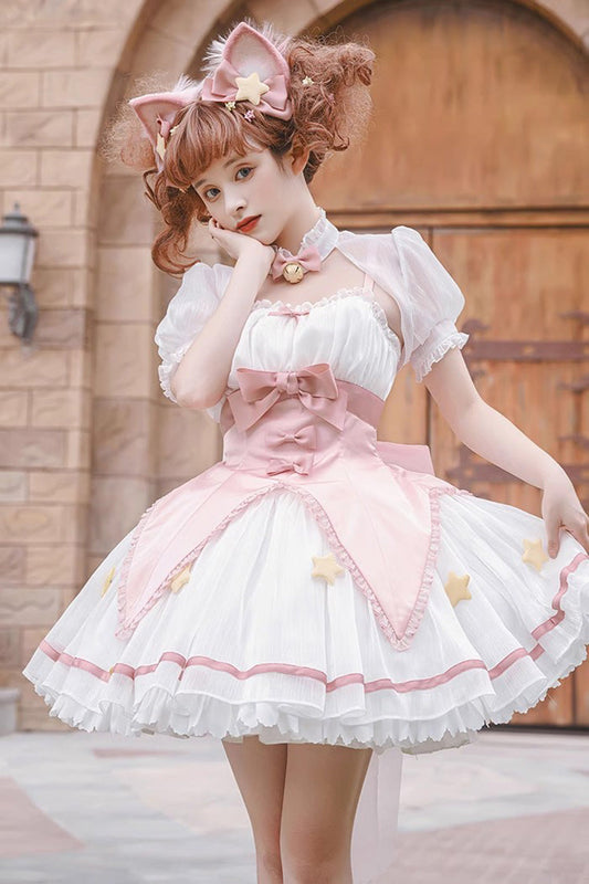 Sweet Lolita JSK Dress with Magic Star and Bowknot - Dual Color Options