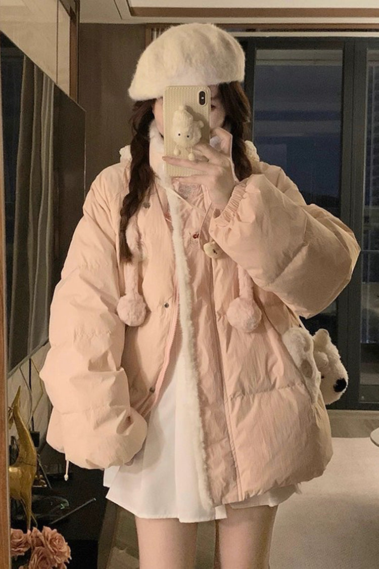Pink Pig Motif Hooded Long-Sleeve Lolita Jacket