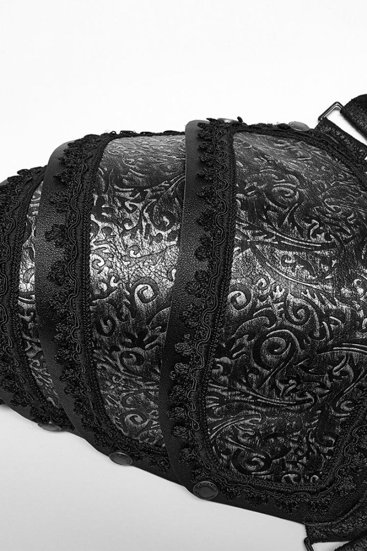 Charcoal Steampunk Shoulder Harness with Embroidery - Gothic Edge