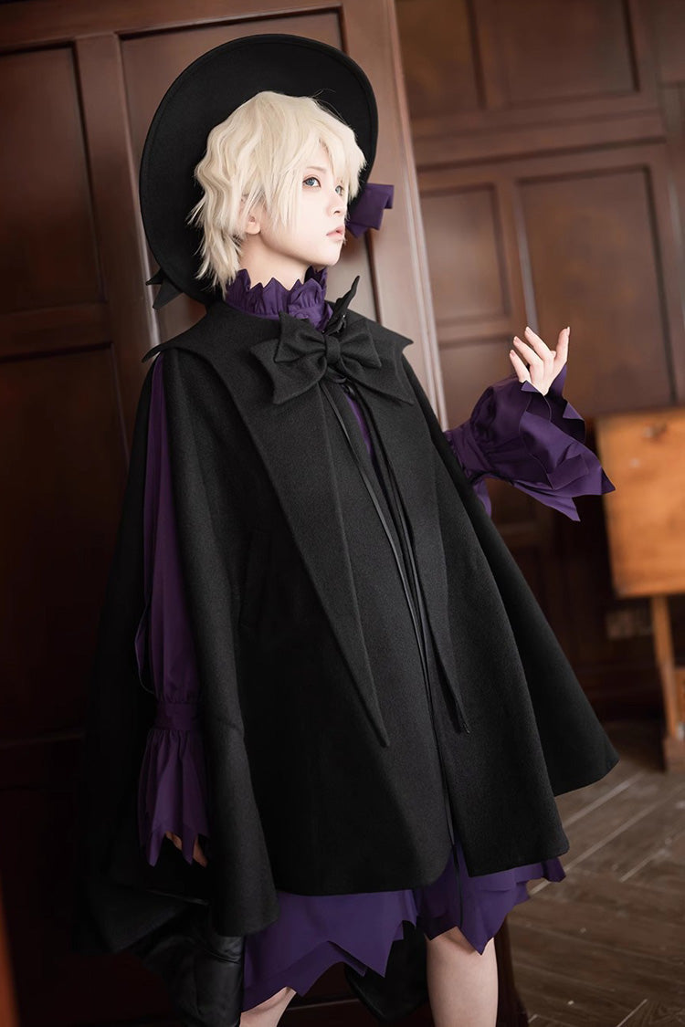 Woolen Ouji Cloak for Daily Lolita Style - Noir