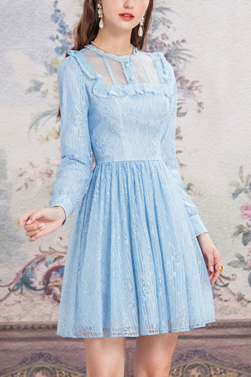 Vintage Round Collar Long Sleeve Lace Sweet Lolita OP Dress