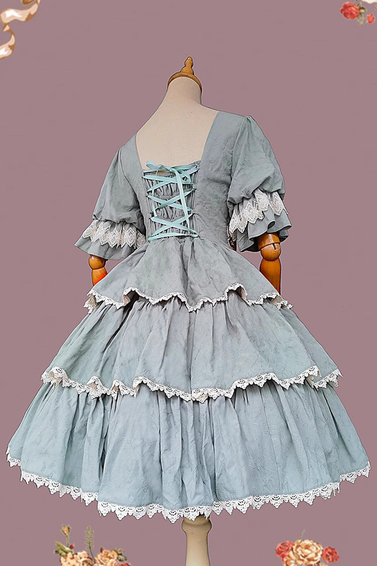 Elegant Lolita JSK with Tulip Print and Multi-Layer Embroidery