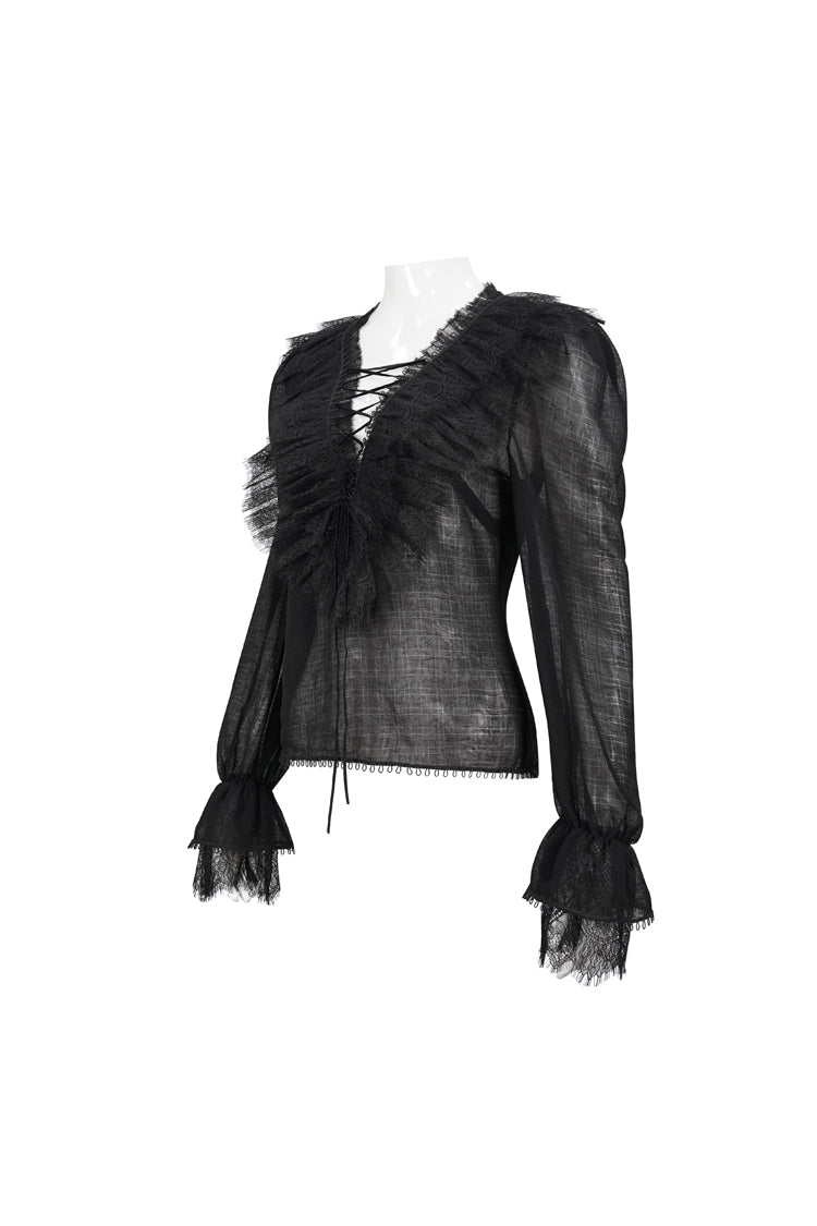 Plaid Layered Lace Gothic Shirt