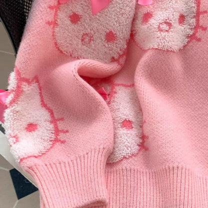 Pull cardigan rose doux avec nœud pour chaton KI612