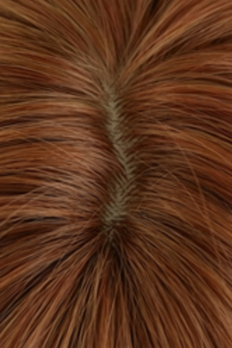 Vintage Orange Brown Face-Framing Layered Shoulder Bob Sweet Lolita Wig with Full Bangs