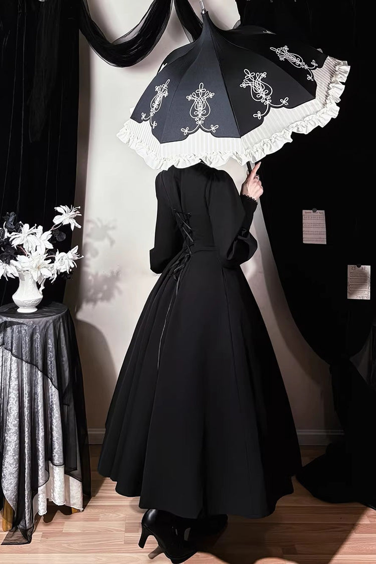 Long Puff Sleeve Slim Gothic Elegant Dress - Astrea