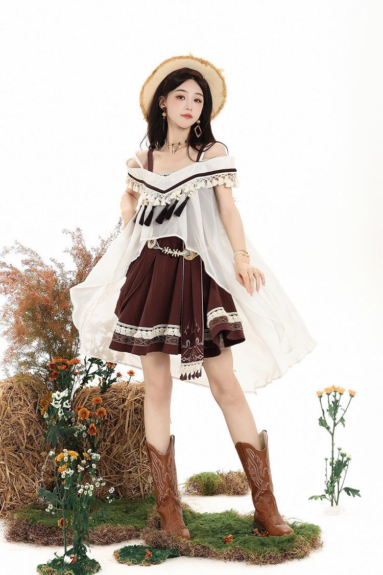 Chocolate Square Collar Embroidered JSK Set - Dream of the Wilderness