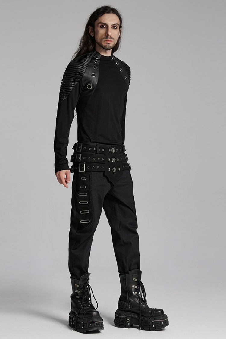 Edgy Skull-Embellished Buckle Belt for Men