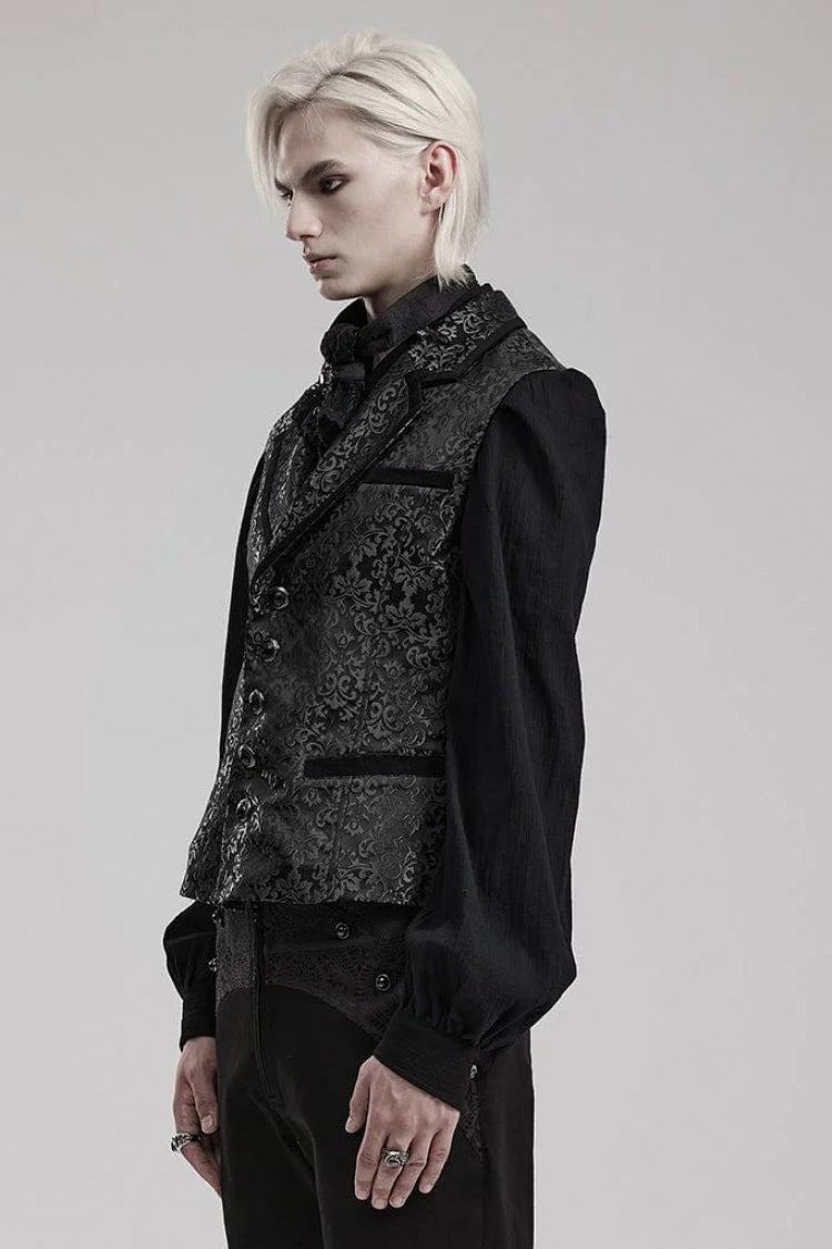 Gothic Men's Sleeveless Vest with Gem Buttons and V-Neck - Two Colorways