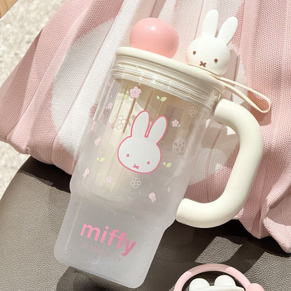 Pink Bunny Summer Straw Water Cup KI745