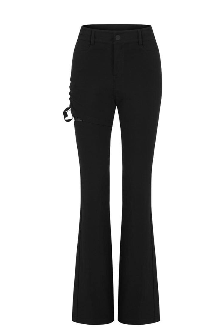 Drawstring Waist Flared Pants with Side Openings