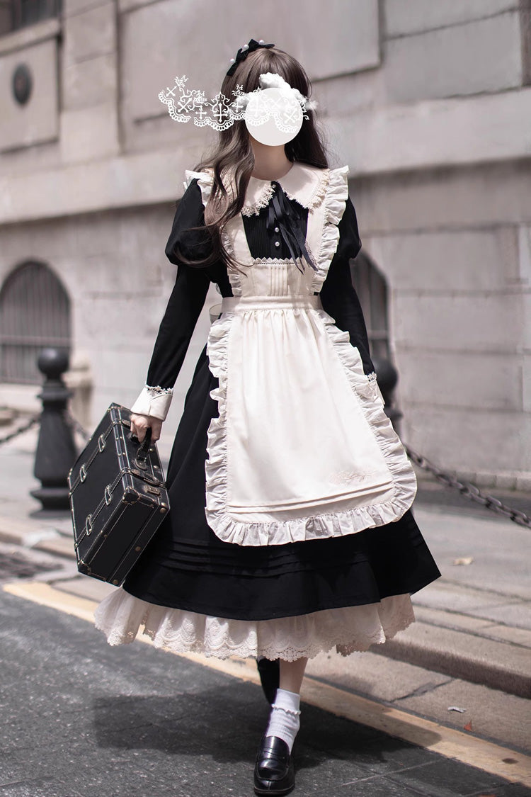 Doll Collar Long Sleeve Ruffle Bow Classic Dress - Angelina