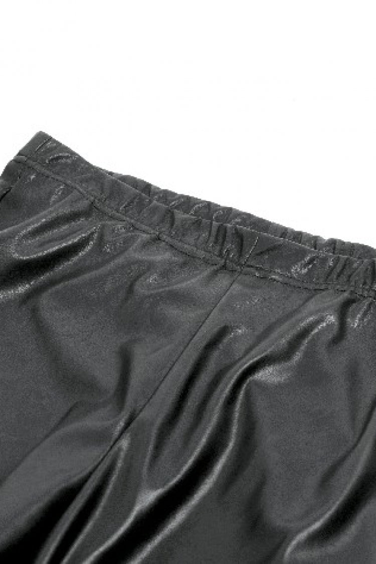 Women's Gothic Punk Pants with Sheer Mesh, PU and Cross Lace-Up Design