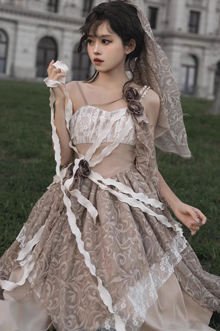 Wabi Sabi Stitched Irregular Asymmetric Gothic Lolita JSK Dress in 3 Colors