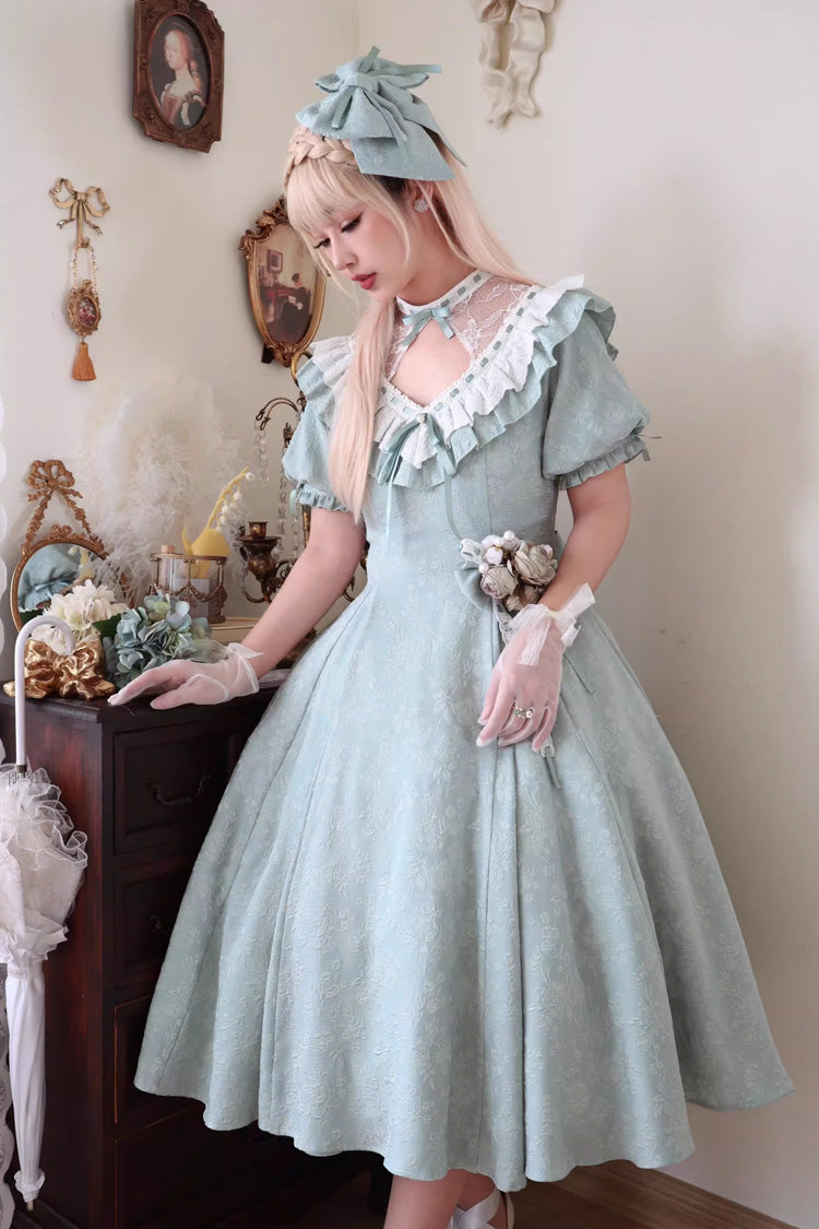 Emerald Short Sleeve Ruffle Bow Sweet Princess Lolita Dress