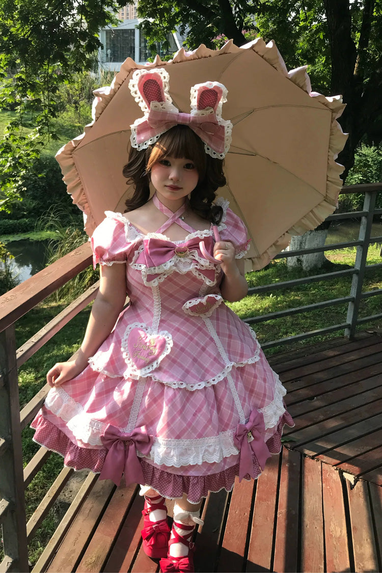 Candy Cream Puff Strawberry Cake Multi-Layer Ruffle Bow Plus Size Princess Lolita Dress 2 Styles