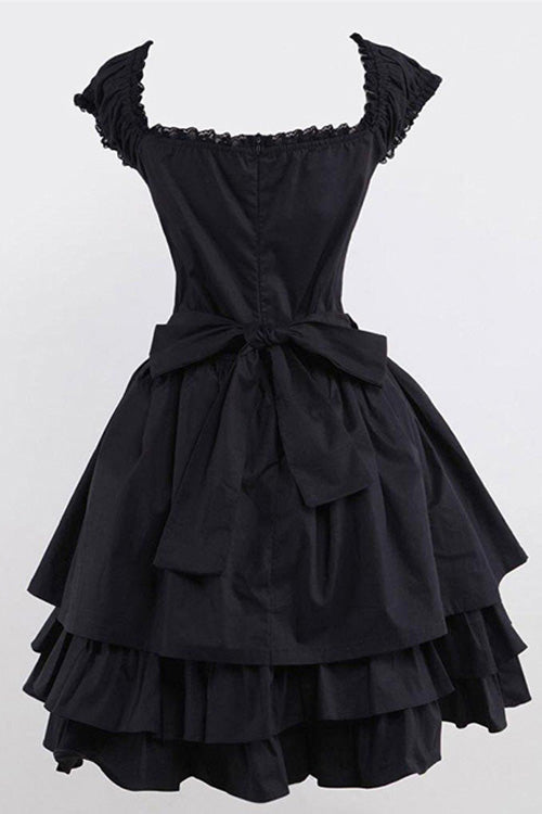 Gothic Lolita Dress with Cotton Sleeveless Ruffled Design