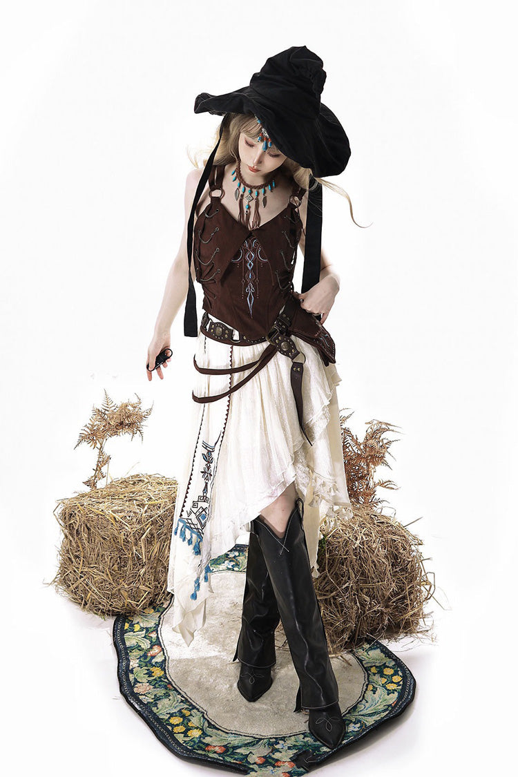 Vintage Lolita Skirt Set with Irregular Ruffled Embroidery