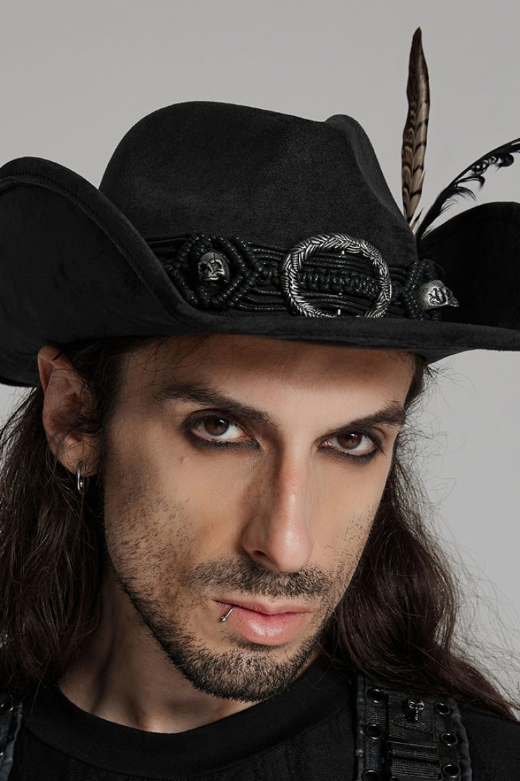 NoBrand Gothic Feather Skull Cap with Tassels