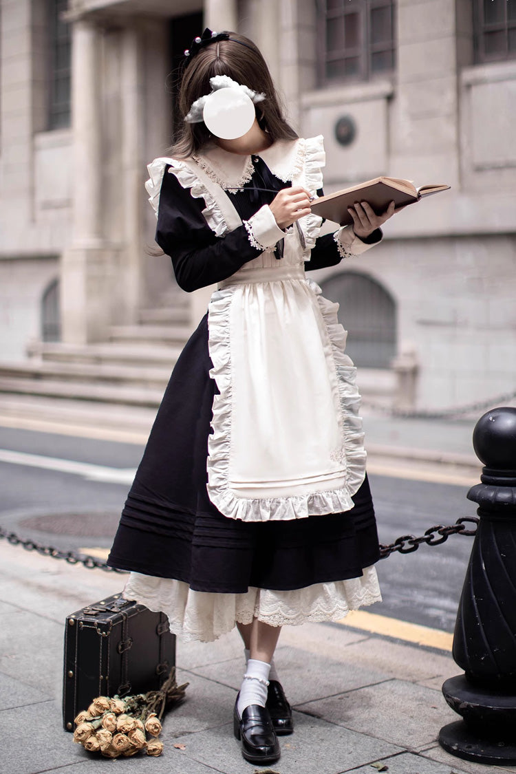 Doll Collar Long Sleeve Ruffle Bow Classic Dress - Angelina