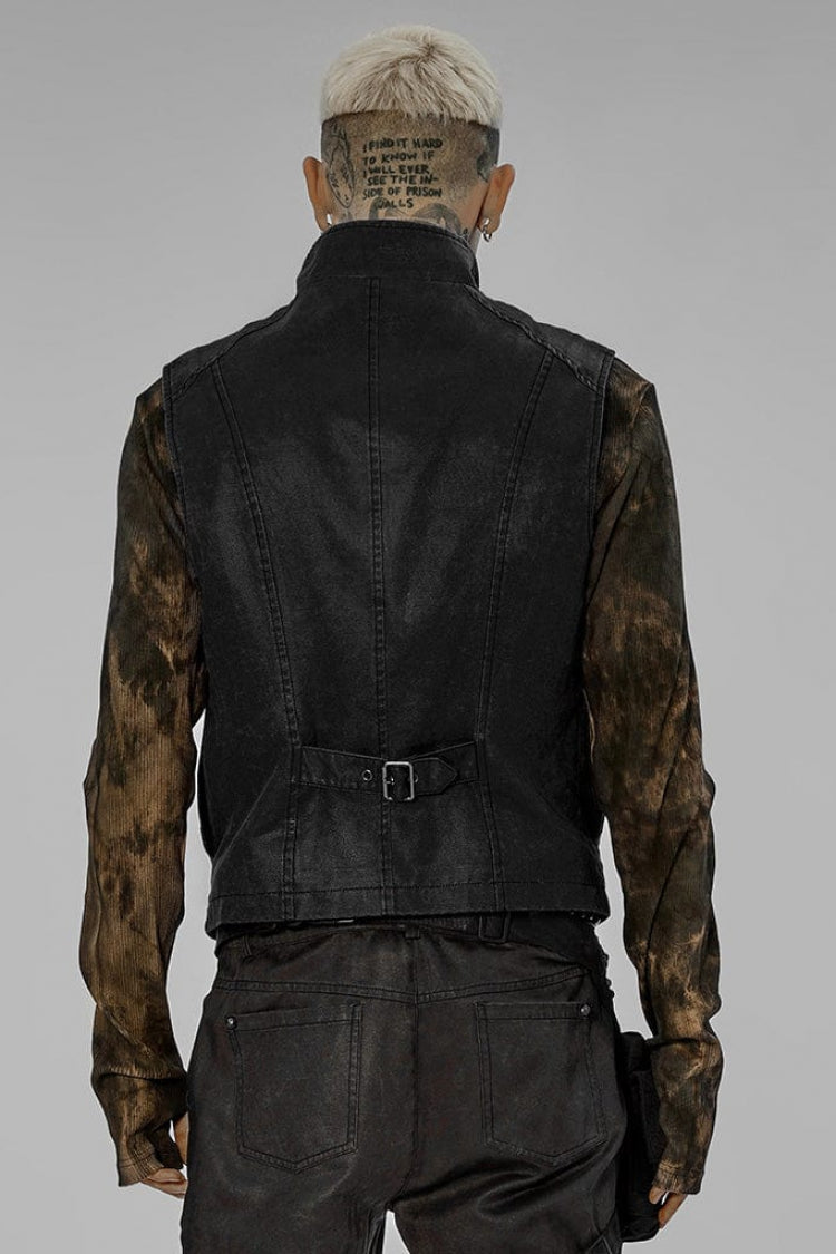 Steampunk Skeleton Claw Zip Vest with Stand Collar and Sleeveless Design