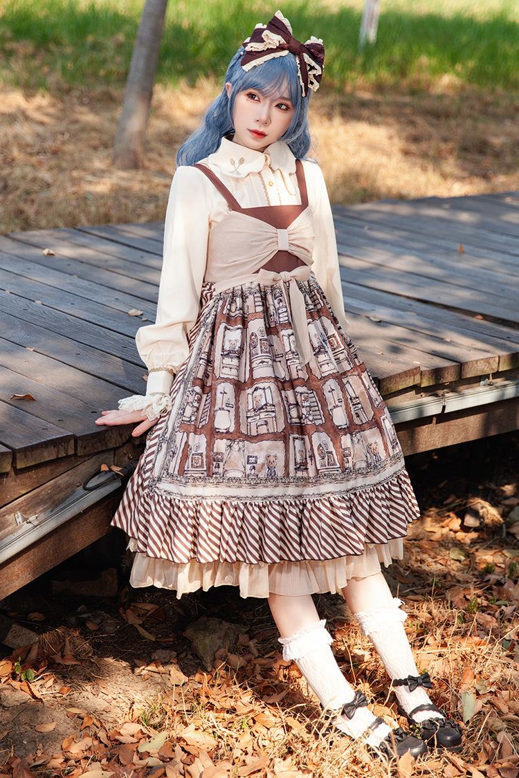 Sweet Lolita Dress with Bowknot and Print