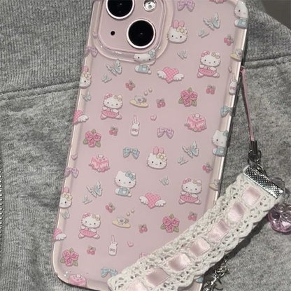 Coque de téléphone rose à motif de chat dansant KI683